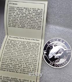 Unc Canada 2013 $25 Orca 1 Oz. 999 Pure Silver Proof Coin O Canada Series 1016