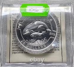Unc Canada 2013 $25 Orca 1 Oz. 999 Pure Silver Proof Coin O Canada Series 1016
