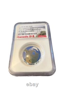 VIEW OF CANADA FROM SPACE PF70 GLOW IN THE DARK $25 2017 Pf70 ULTRA CMO SILVER