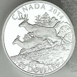 White-tail Deer 4 Coin Set 1 Oz 99.99% Silver Proofs Canada 2014 Mint In Boxes