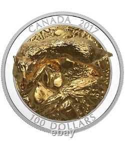 Wolf Sculpture Majestic Canadian Animals 2017 Canada 10oz Pure Silver Coin RCM