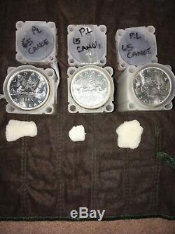 (lots of 20) 1965 CANOE mostly PROOF-LIKE SILVER CANADIAN SILVER DOLLAR COINS